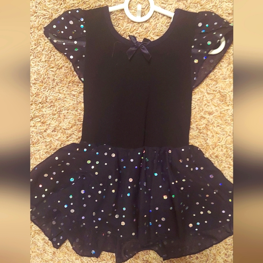 Black leotard with iridescent sparkle detail, 2T